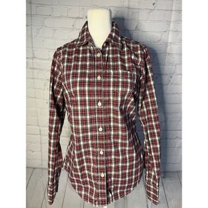 American Eagle women’s red plaid coastal cowgirl button down blouse size 4